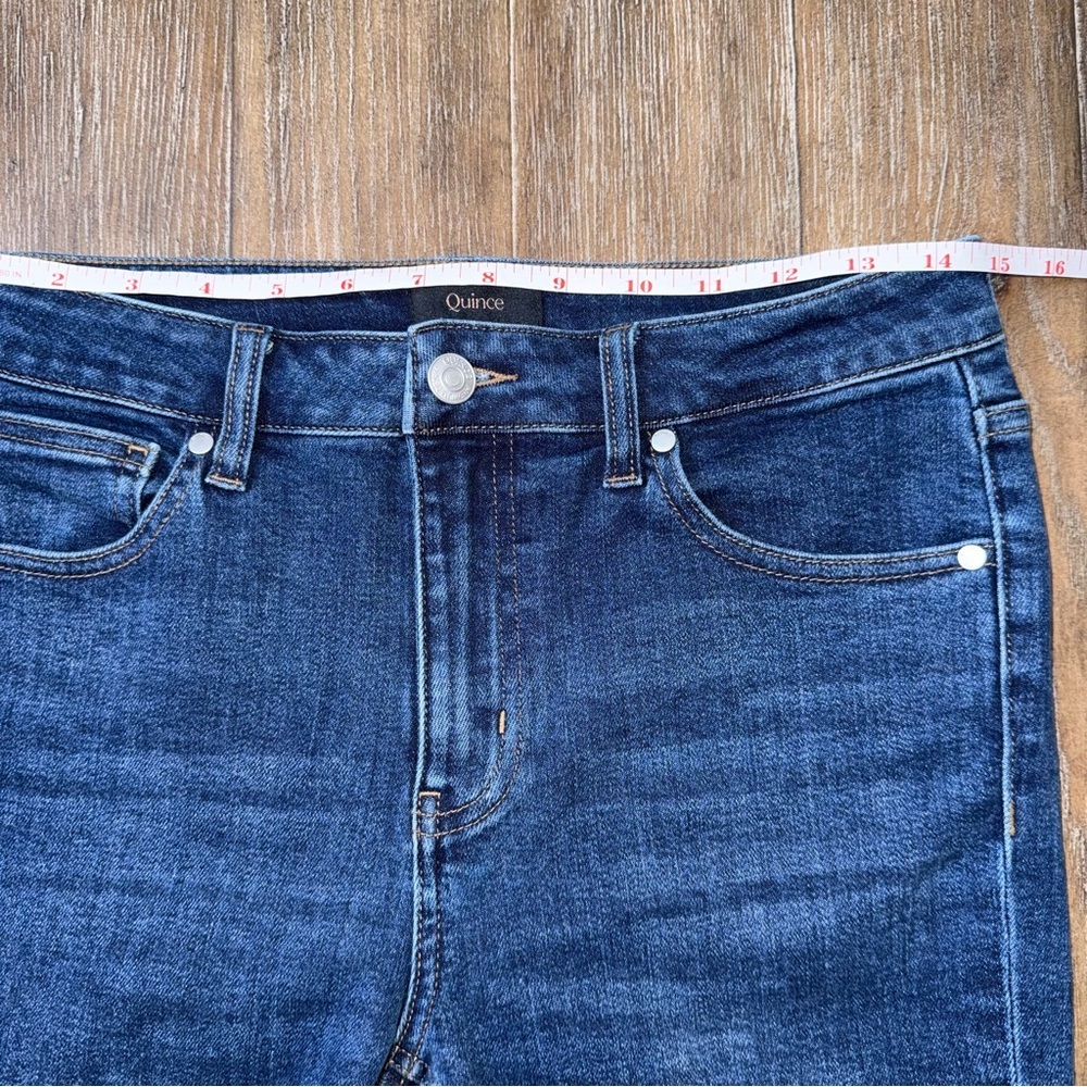 QUINCE Slim Straight Jeans Crop Dark Blue Sz 28 mid rise ankle - Picture 3 of 12